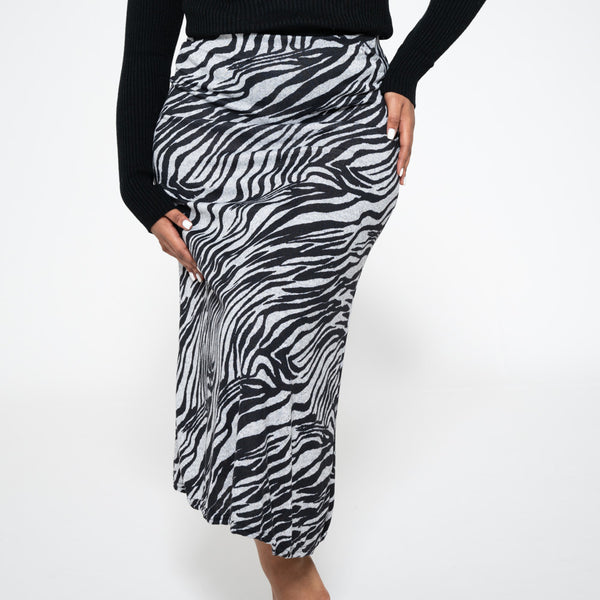 Longer Length Printed Jersey Knit Panel Skirt Fashion World ZA