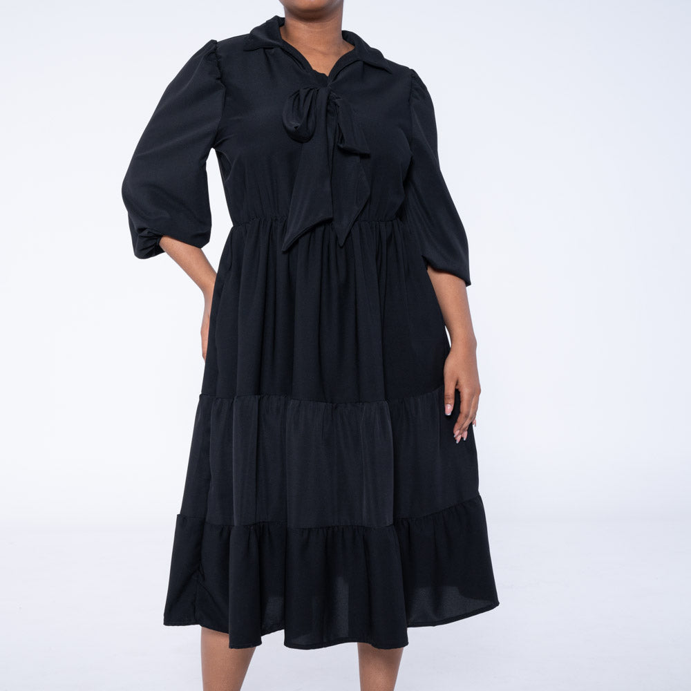 Black Plus Size Tiered Tunic