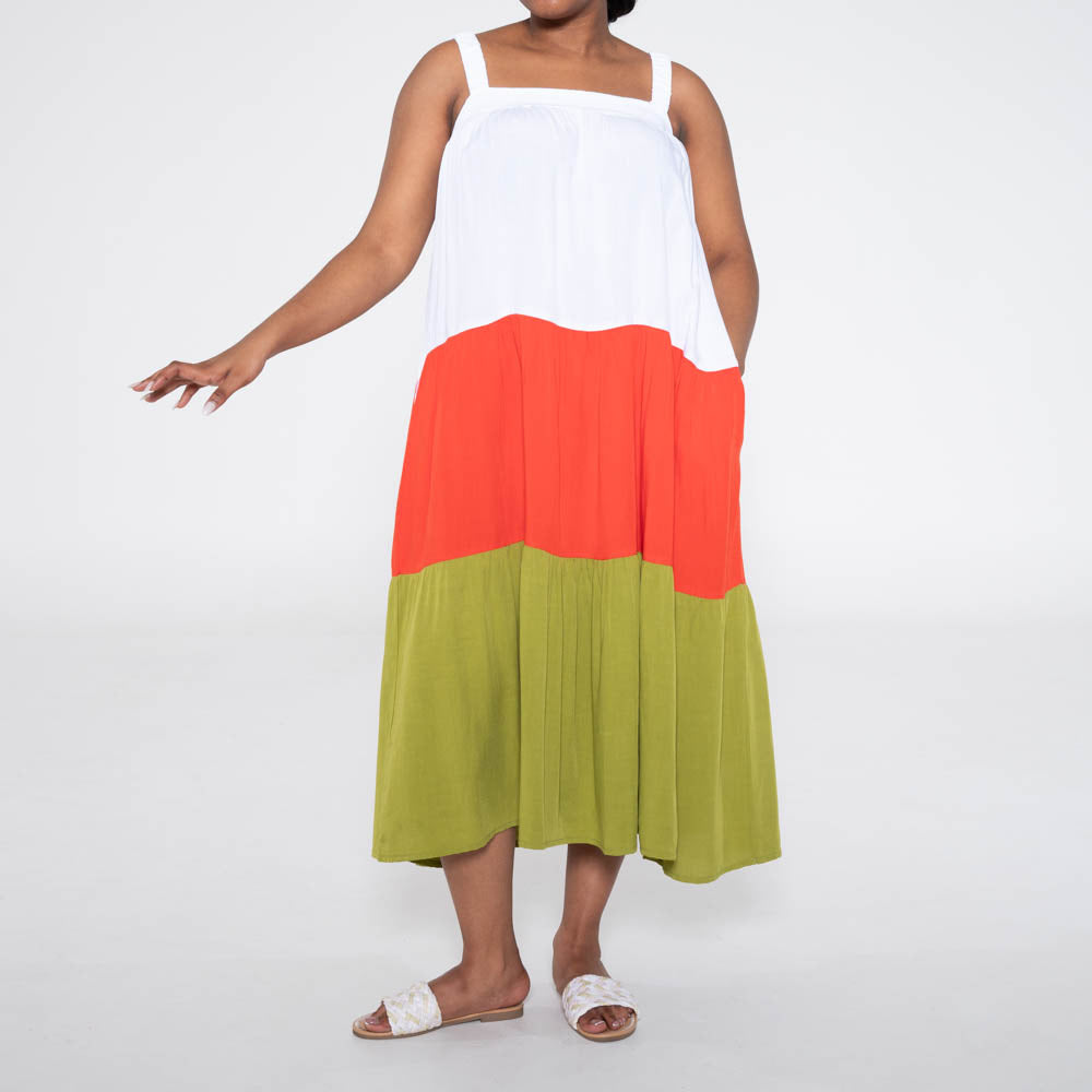 Colour Block Strappy Dress