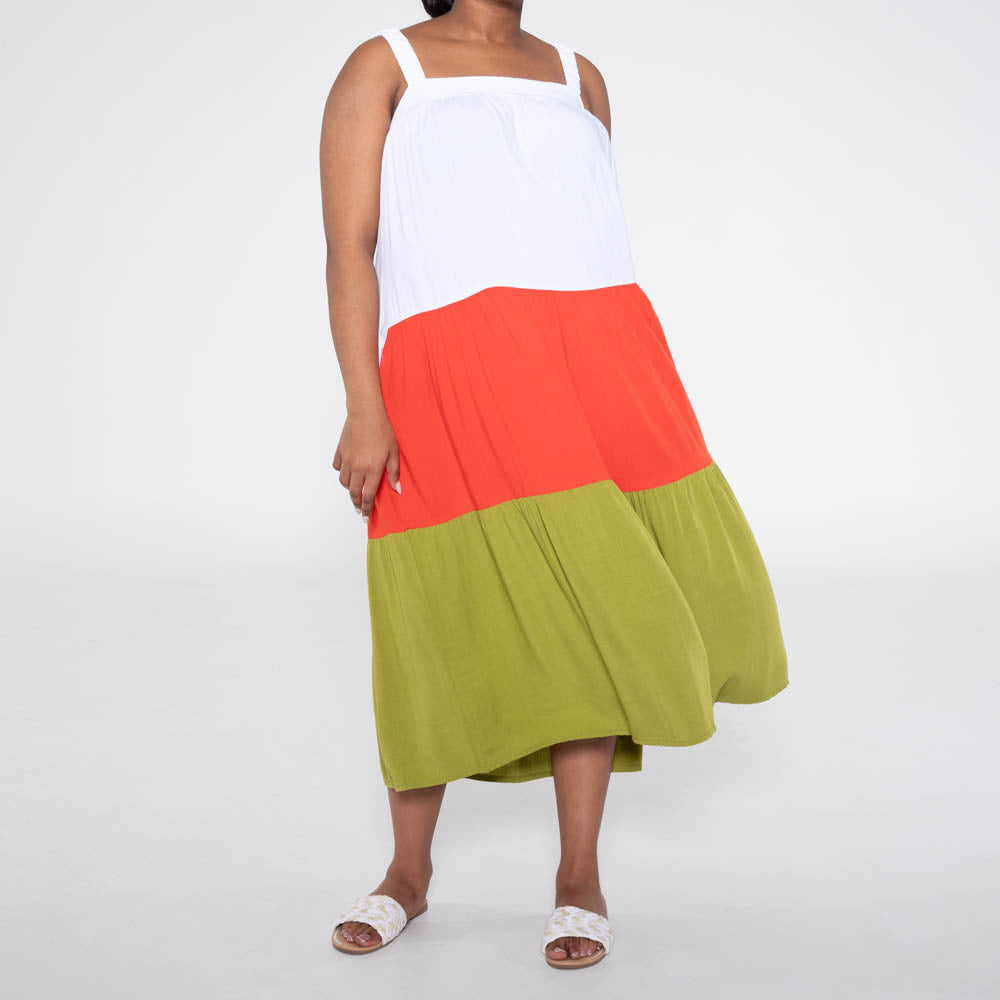 Colour Block Strappy Dress