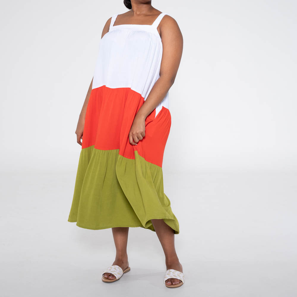 Colour Block Strappy Dress