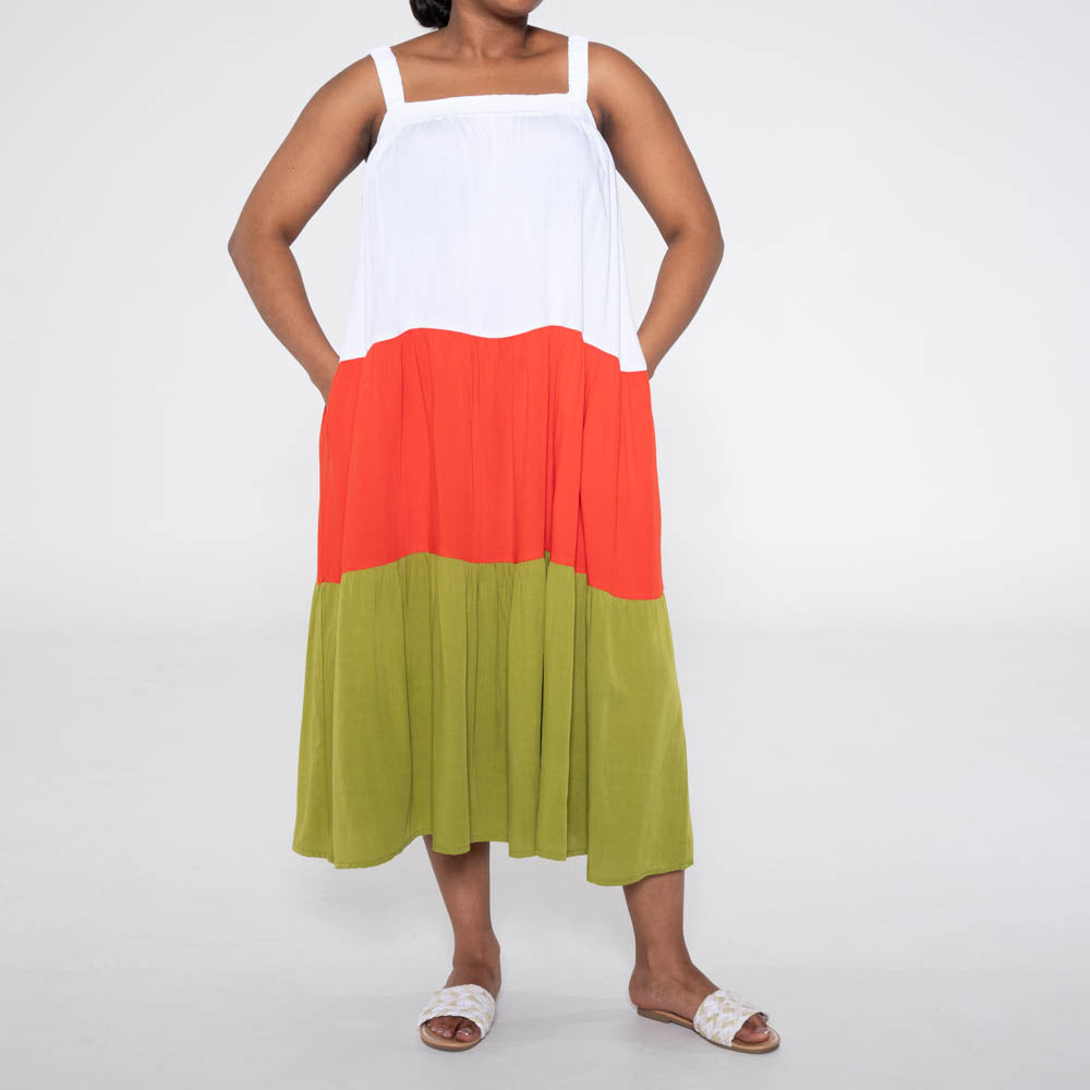 Colour Block Strappy Dress