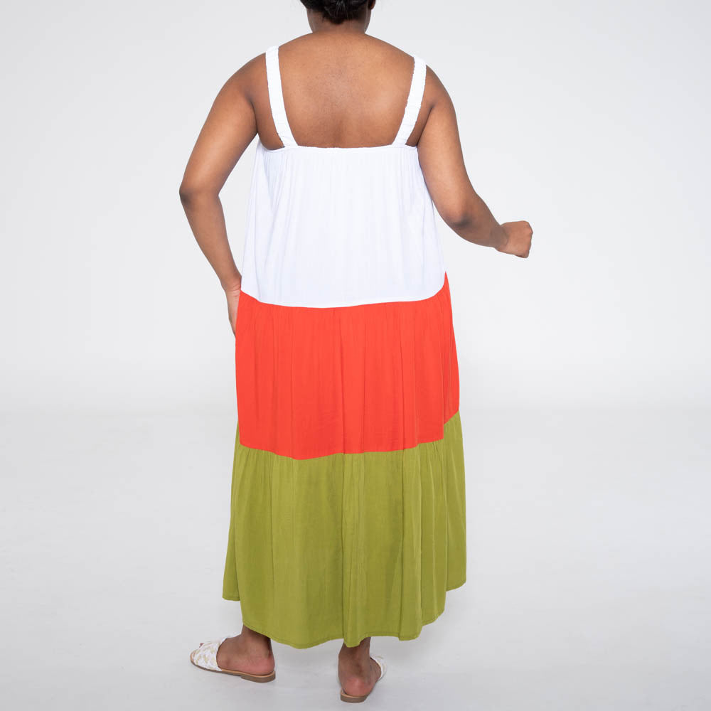 Colour Block Strappy Dress