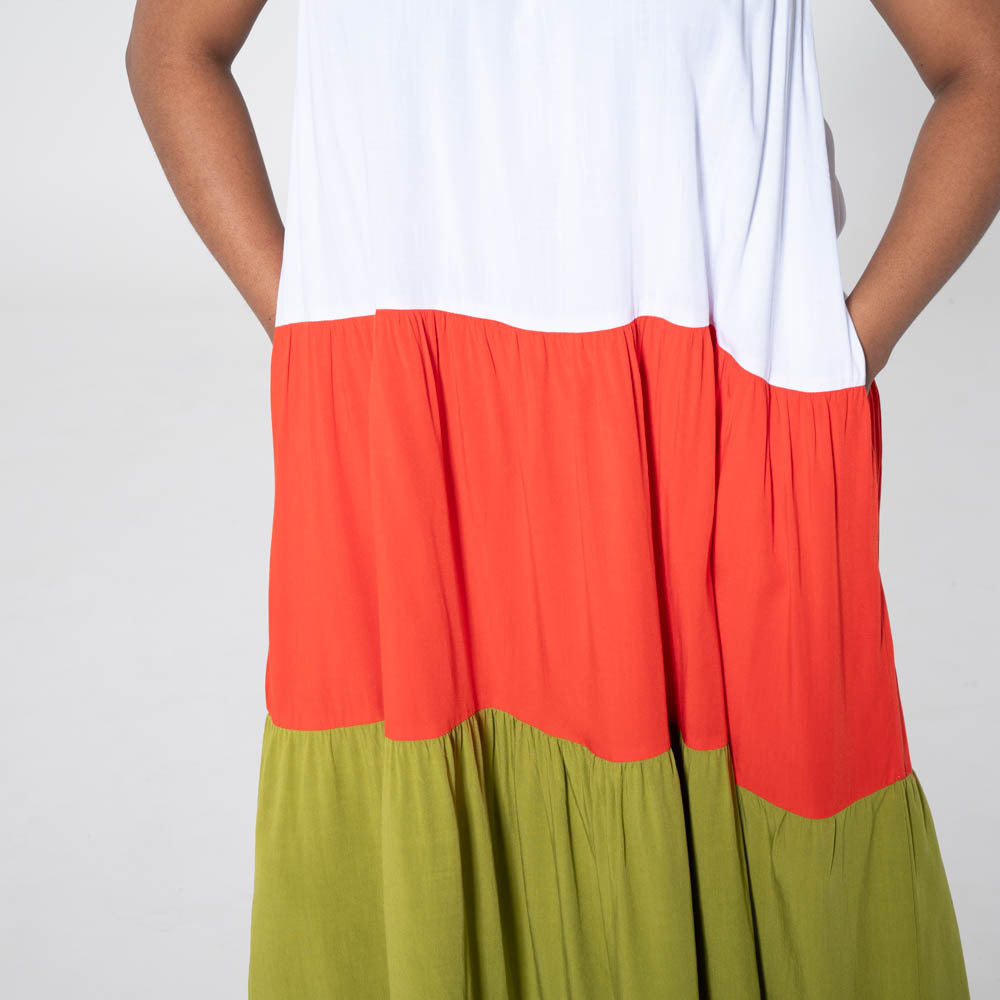 Colour Block Strappy Dress