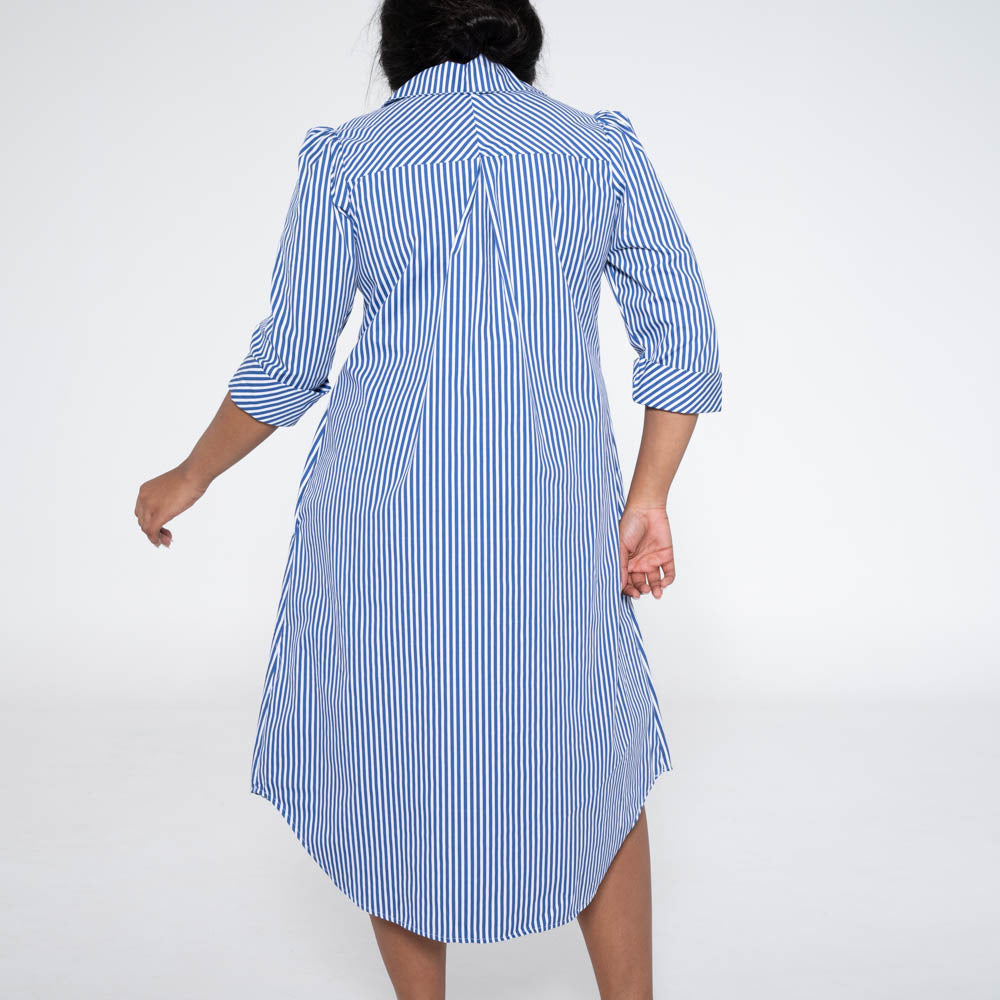 Plus Size Blue/White  Poplin Shirt