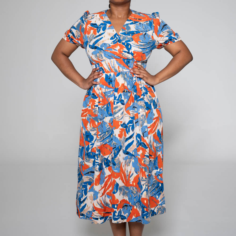 Plus Size Foil Print Dress