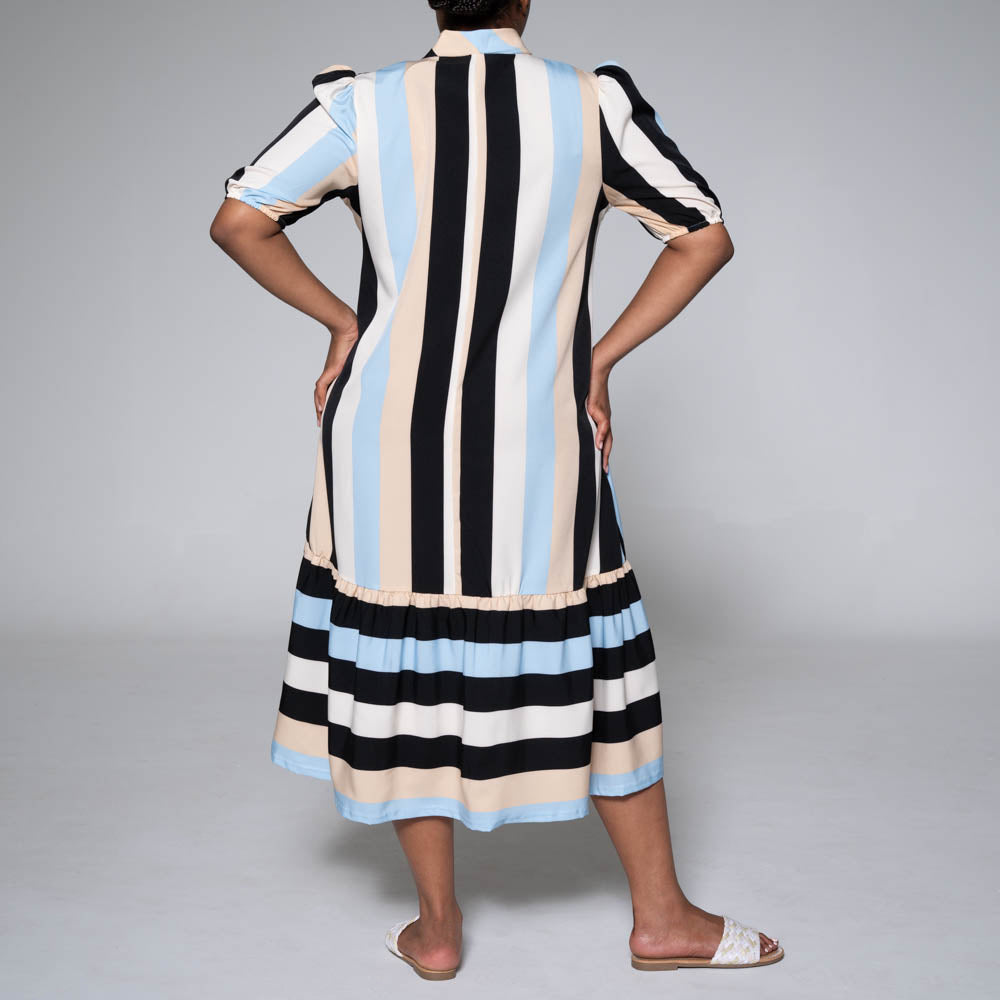 Plus Size Striped Neck-Tie Tunic