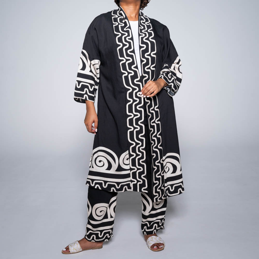 Plus Size Black/Stone Kimono