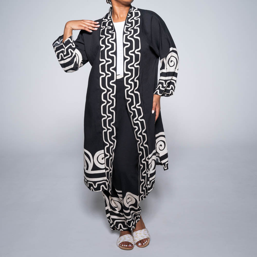 Plus Size Black/Stone Kimono