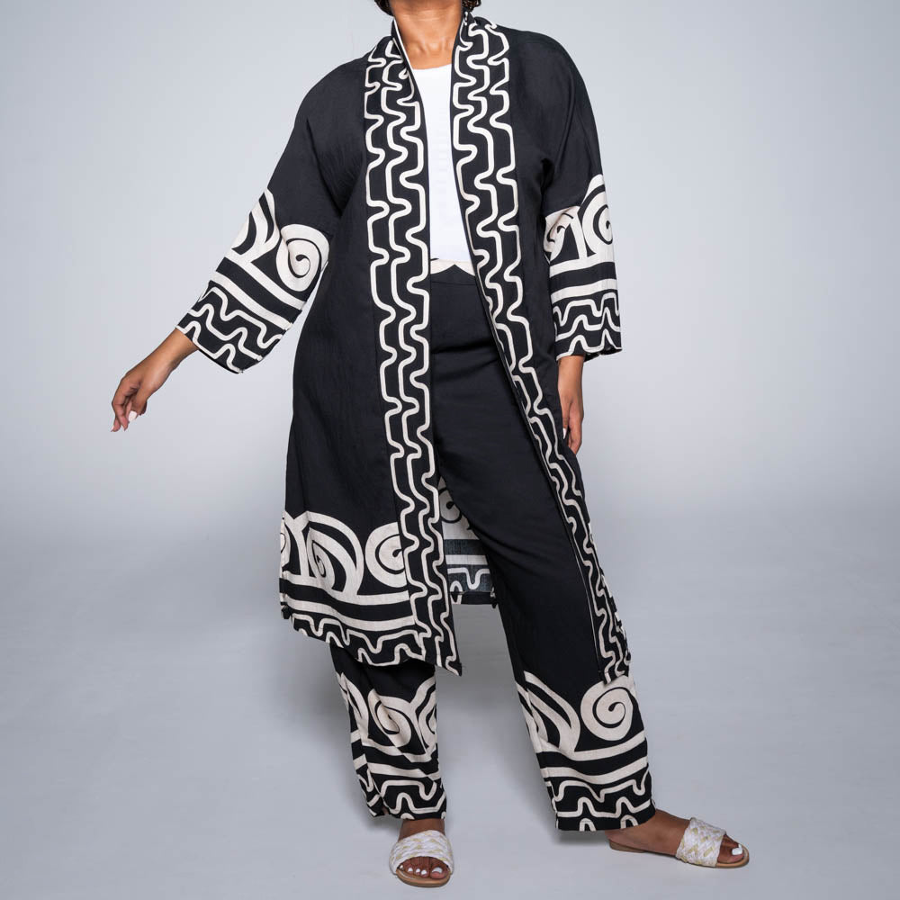 Plus Size Black/Stone Kimono