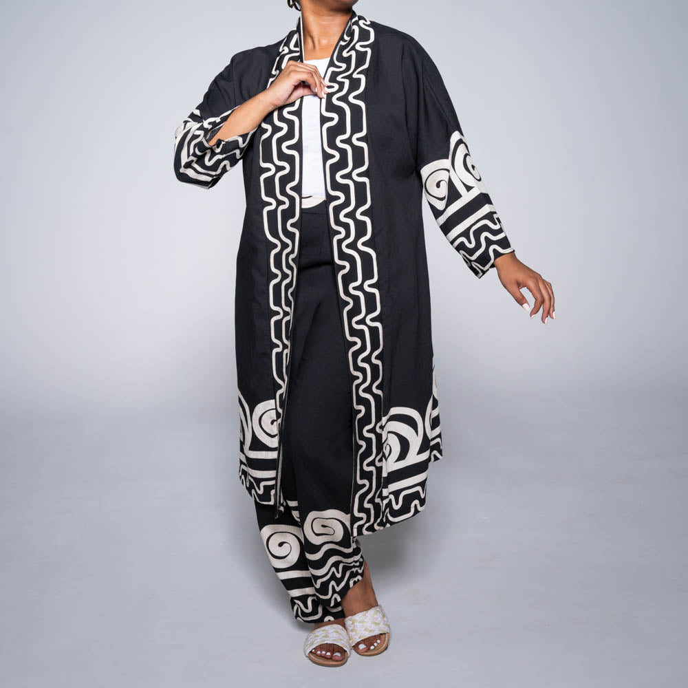 Plus Size Black/Stone Kimono