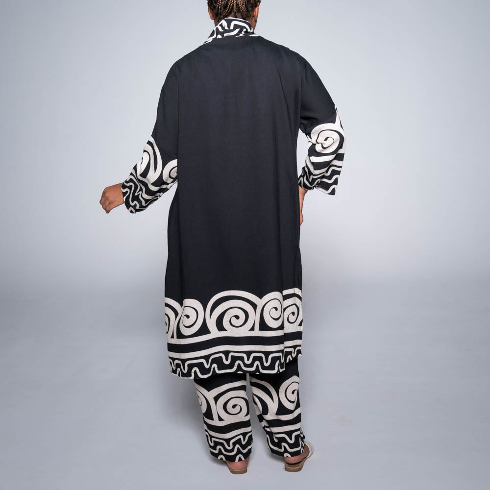 Plus Size Black/Stone Kimono