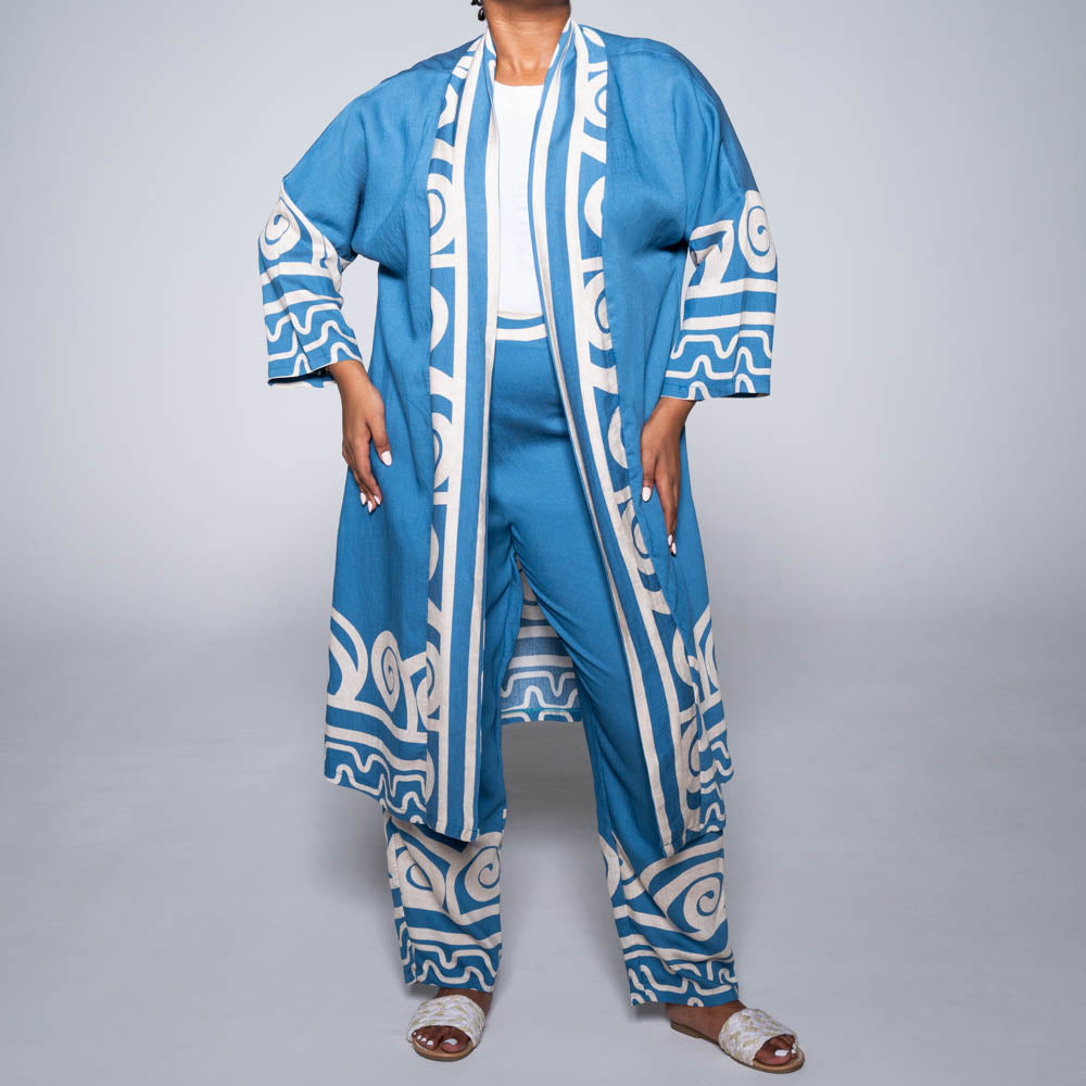 Plus Size Blue/Stone Kimono