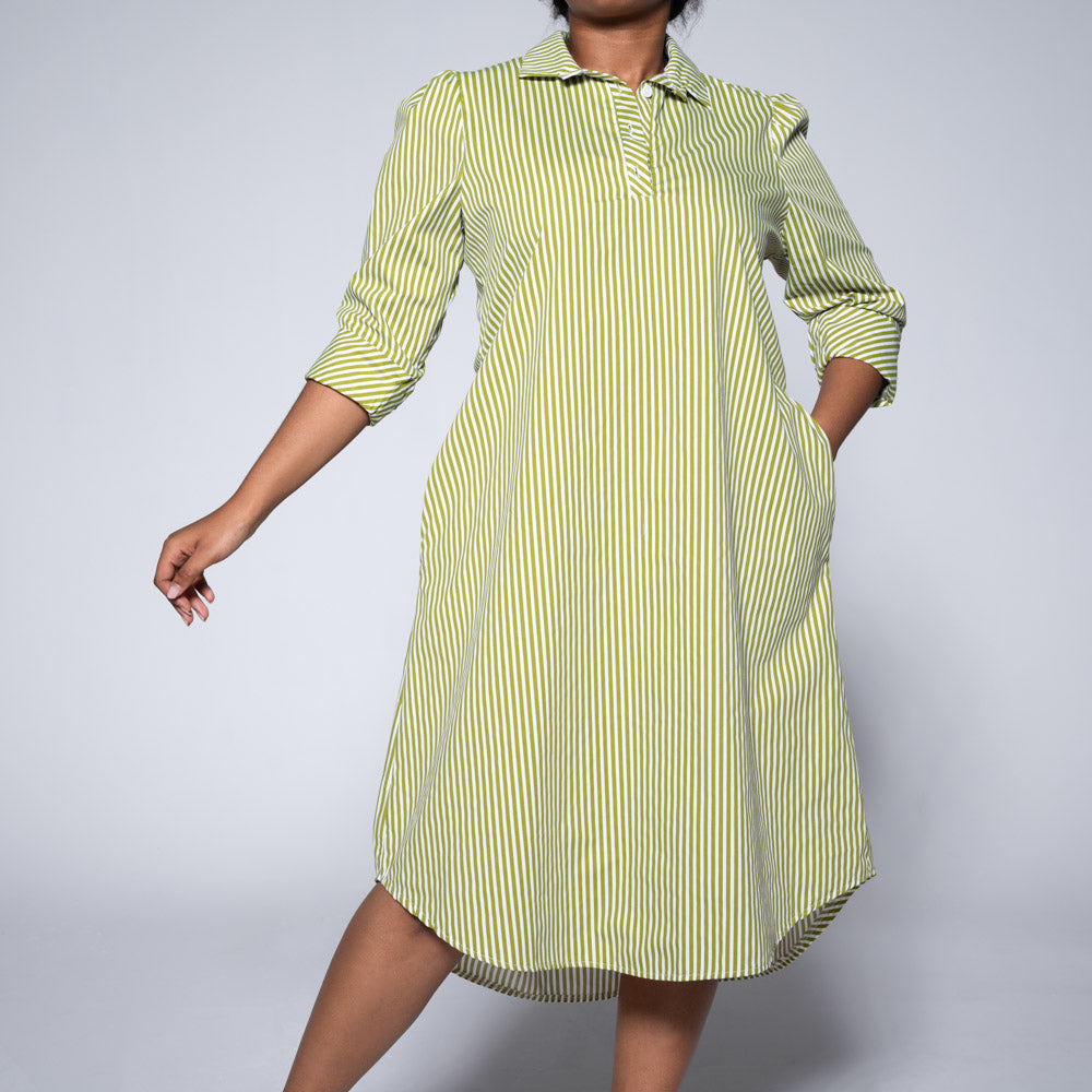 Plus Size Green Striped Tunic