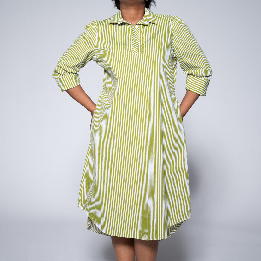 Plus Size Green Striped Tunic