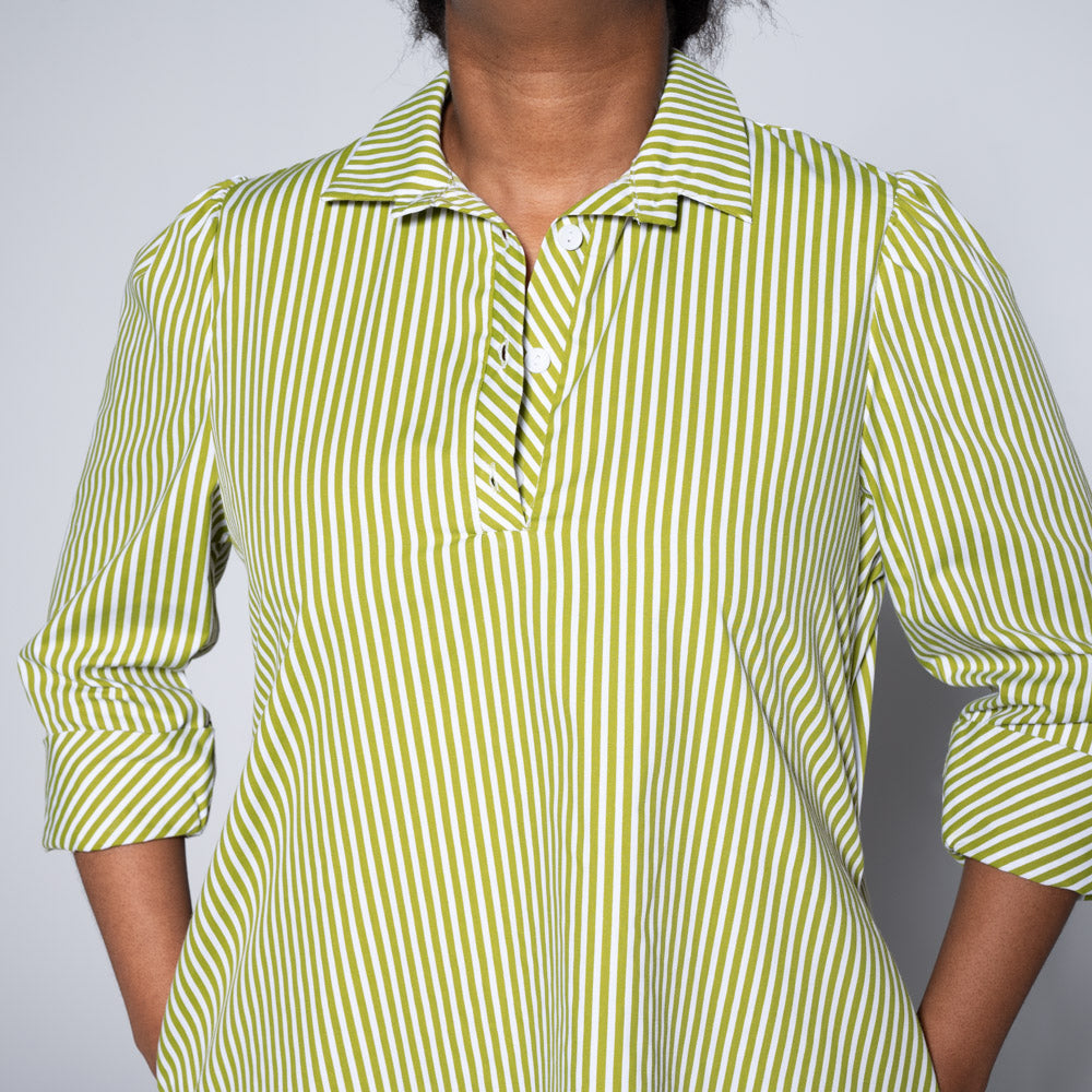 Plus Size Green Striped Tunic