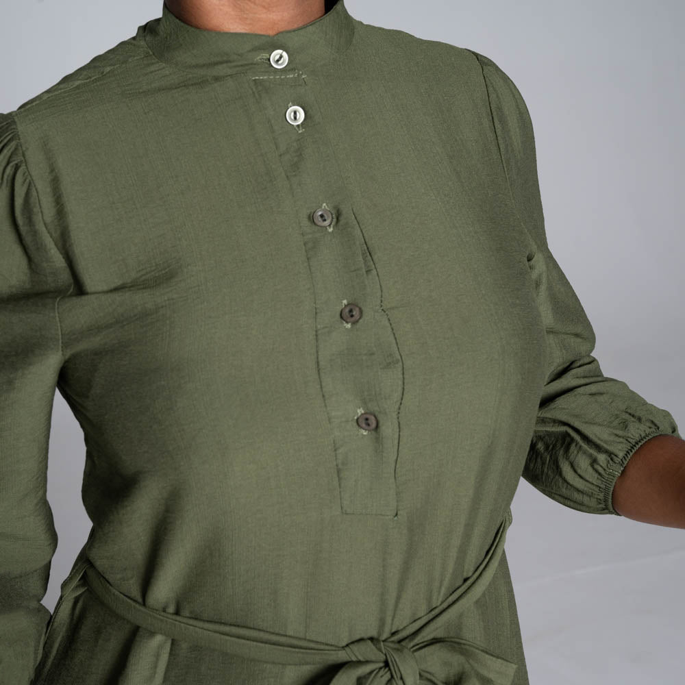 Plus Size Olive Nylon Rayon Tiered Tunic