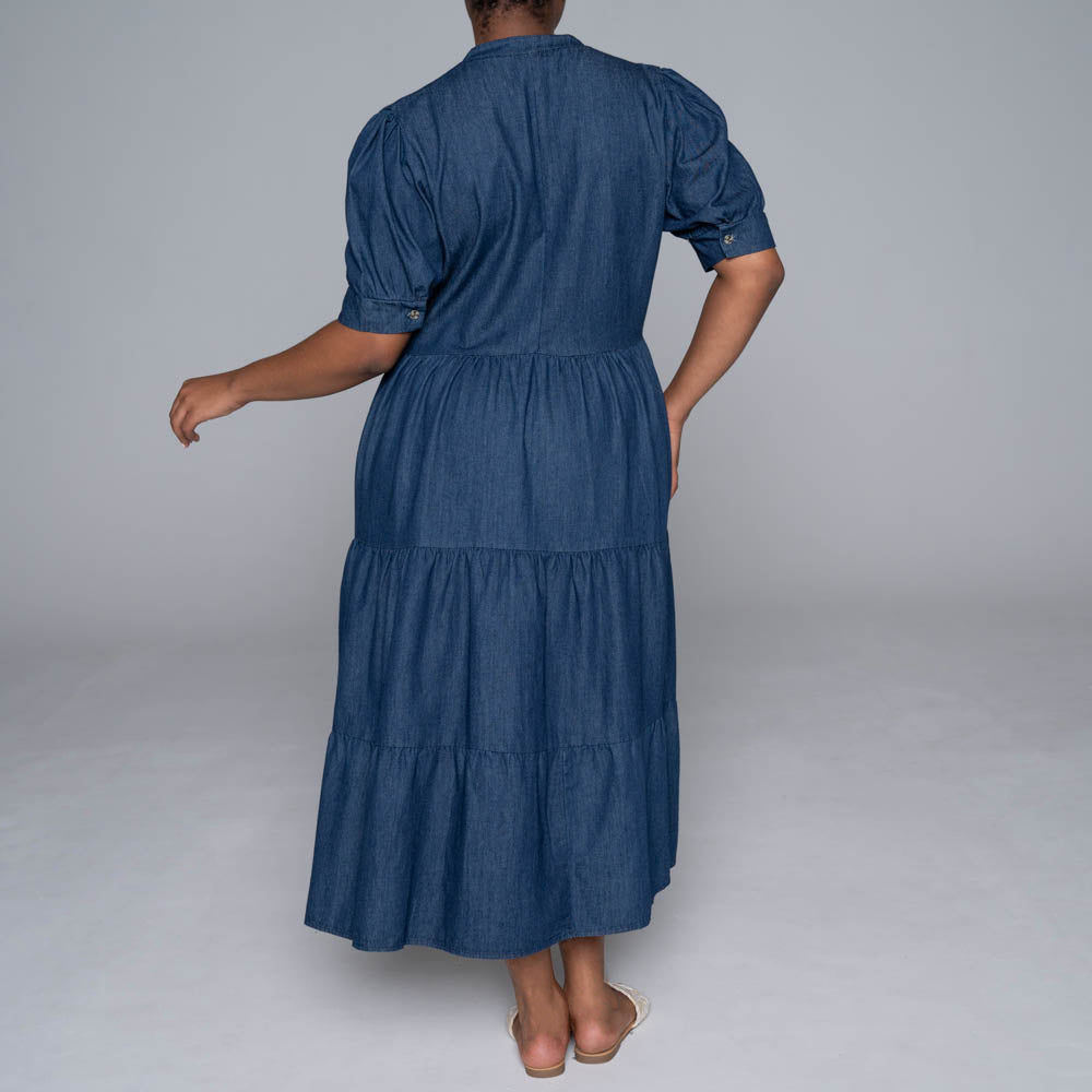 Plus Size Denim Tiered Dress