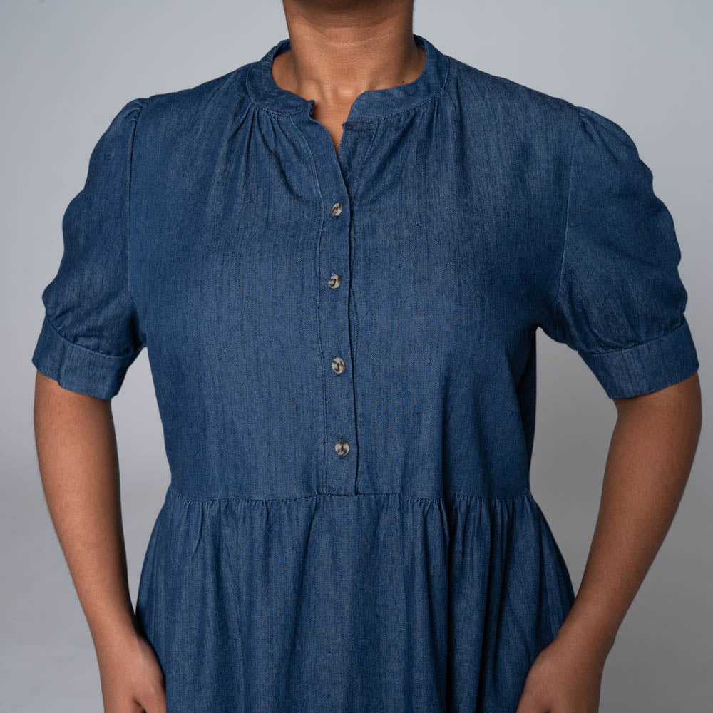 Plus Size Denim Tiered Dress