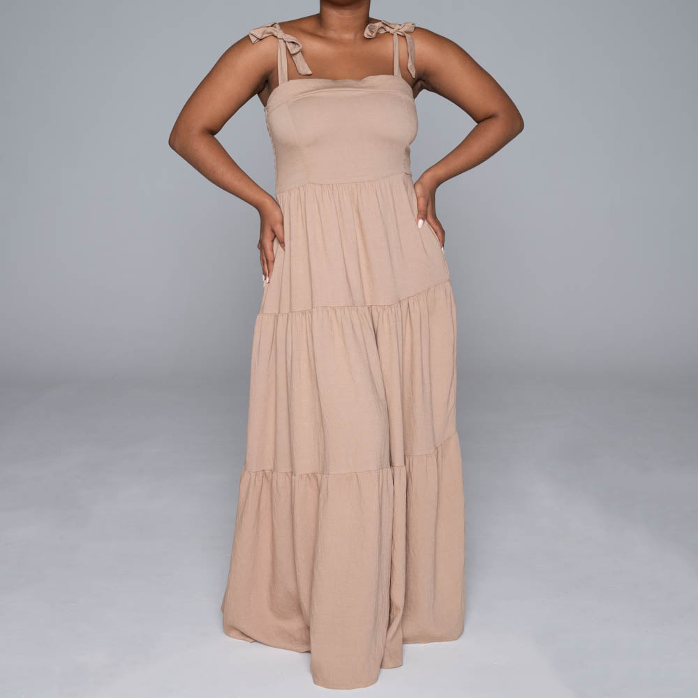 Plus Size Stone Rayon Tiered Dress