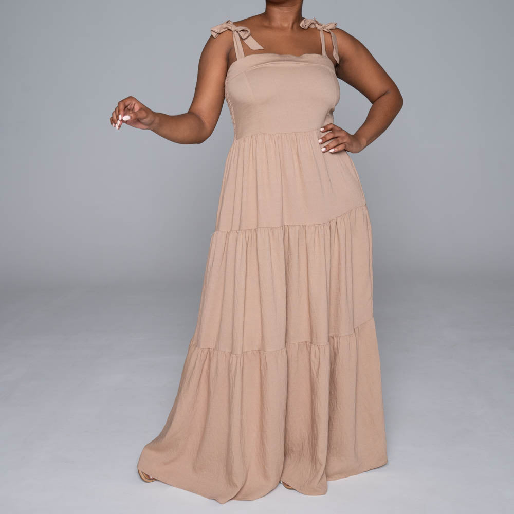 Plus Size Stone Rayon Tiered Dress