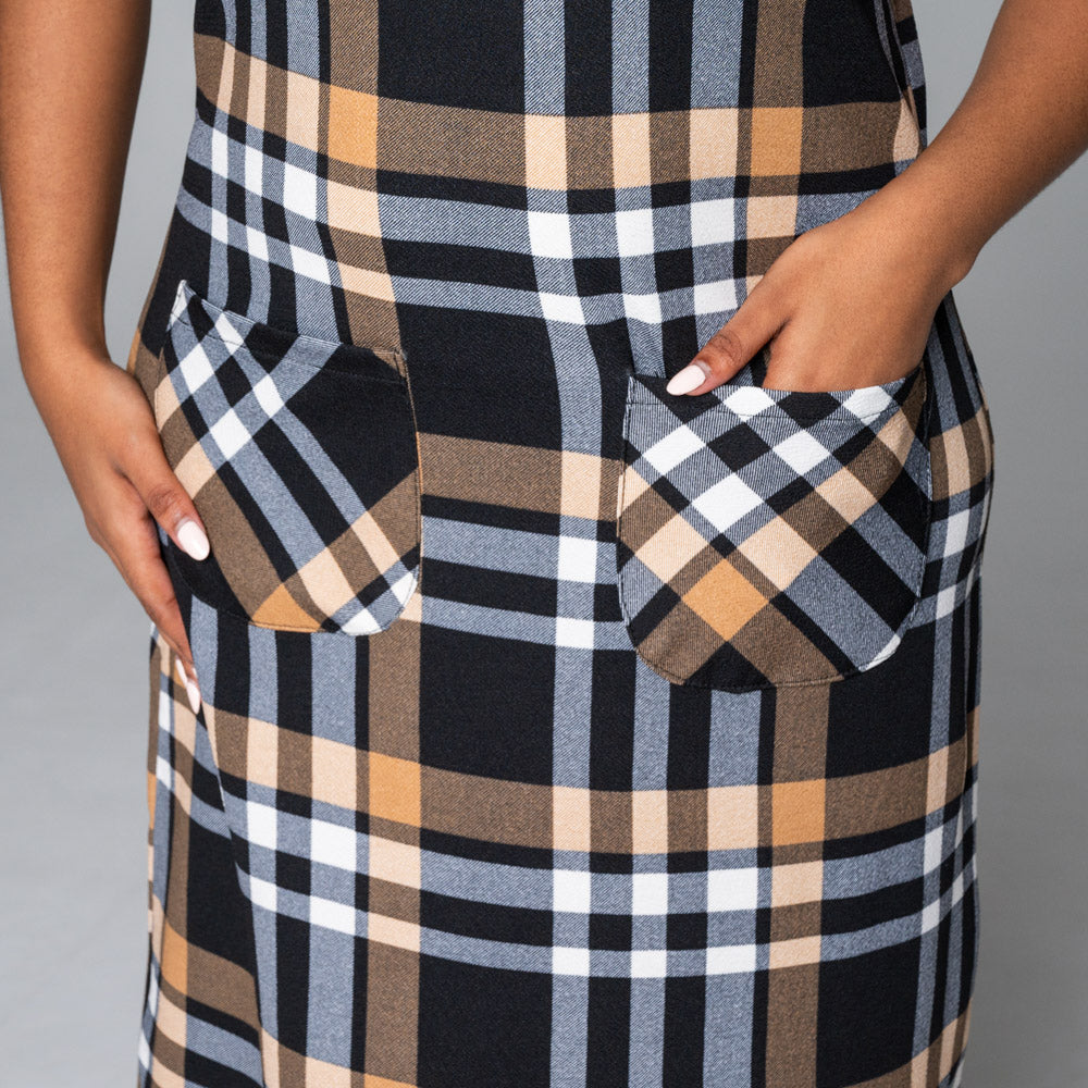 Plus Size Check Print Bubble Pinafore Dress