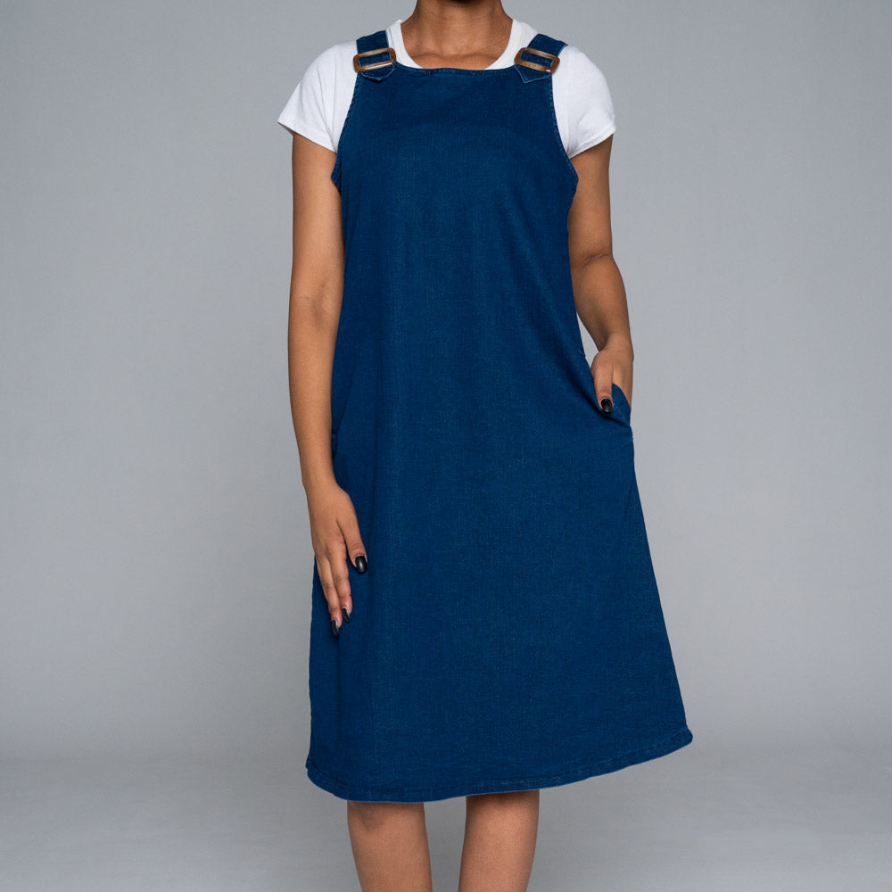 Plus Size Denim Pinafore