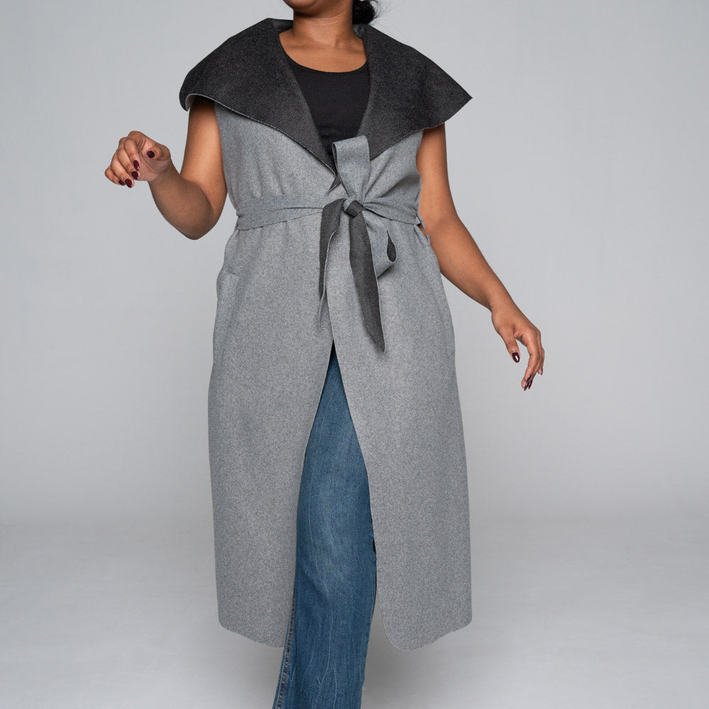 Sleeveless Plus Size Melton Jacket