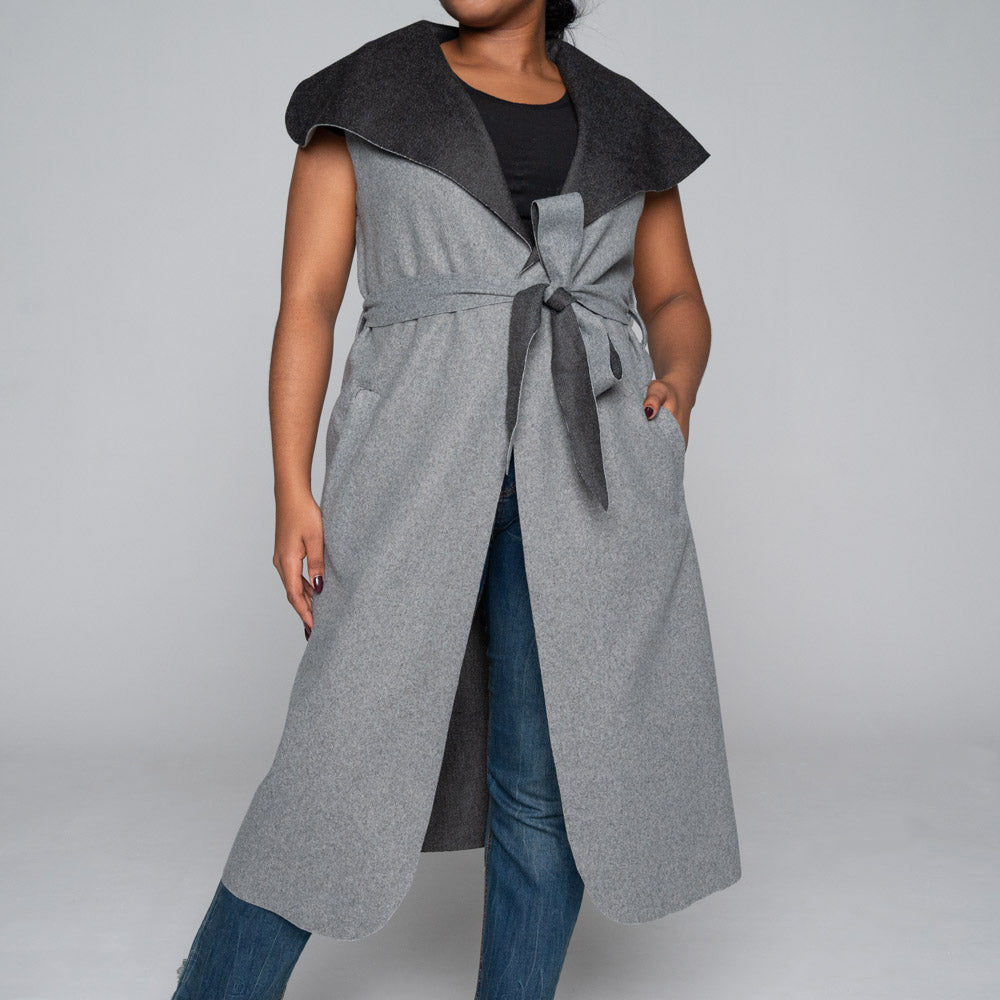 Sleeveless Plus Size Melton Jacket