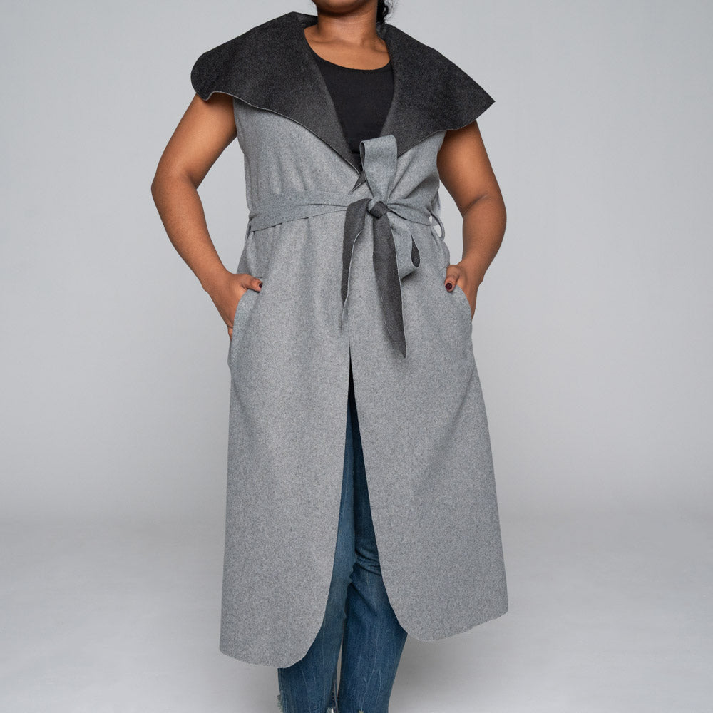 Sleeveless Plus Size Melton Jacket