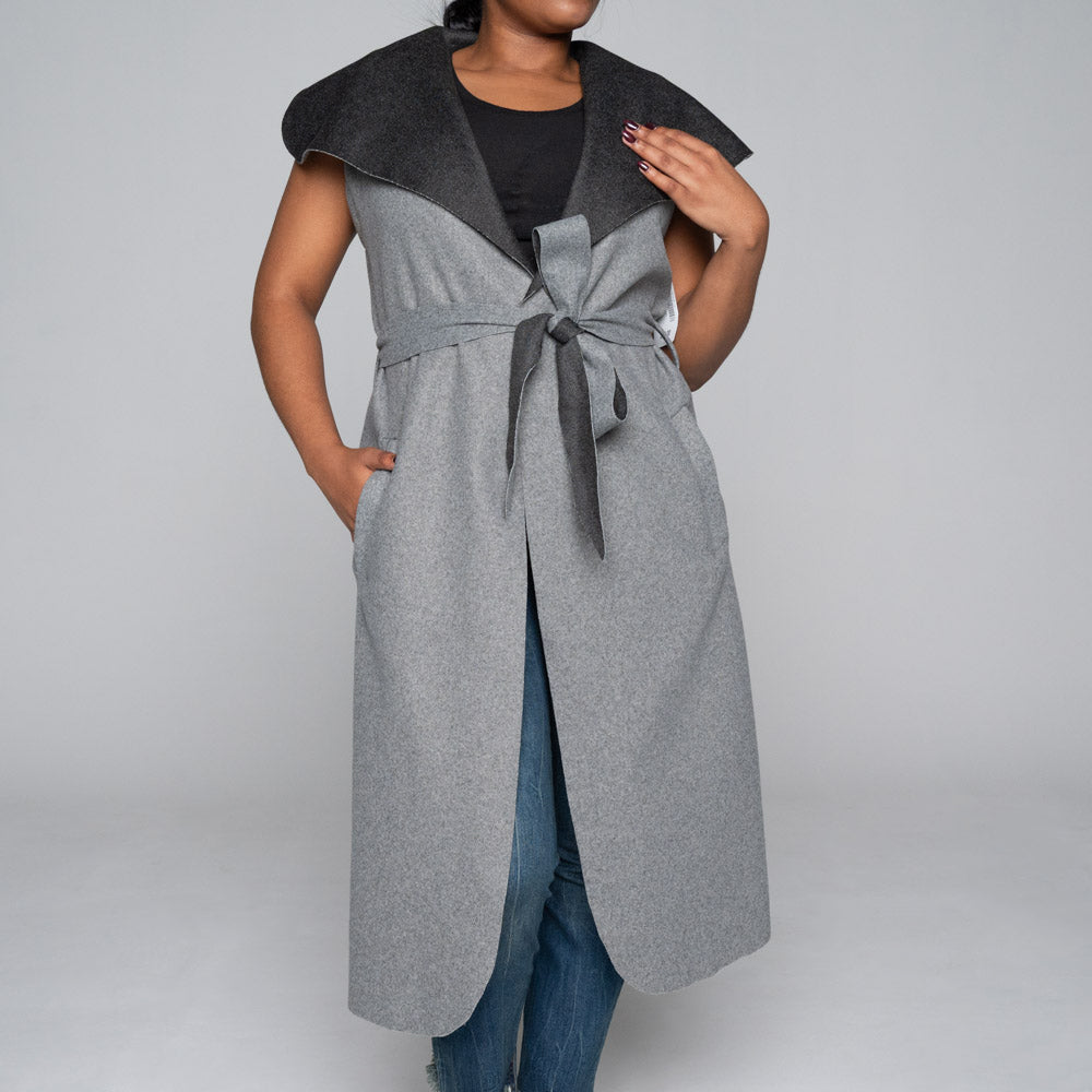 Sleeveless Plus Size Melton Jacket