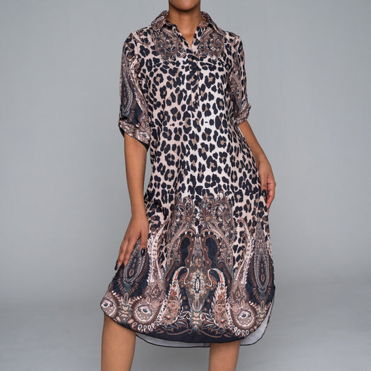 Plus Size Border Print Tunic