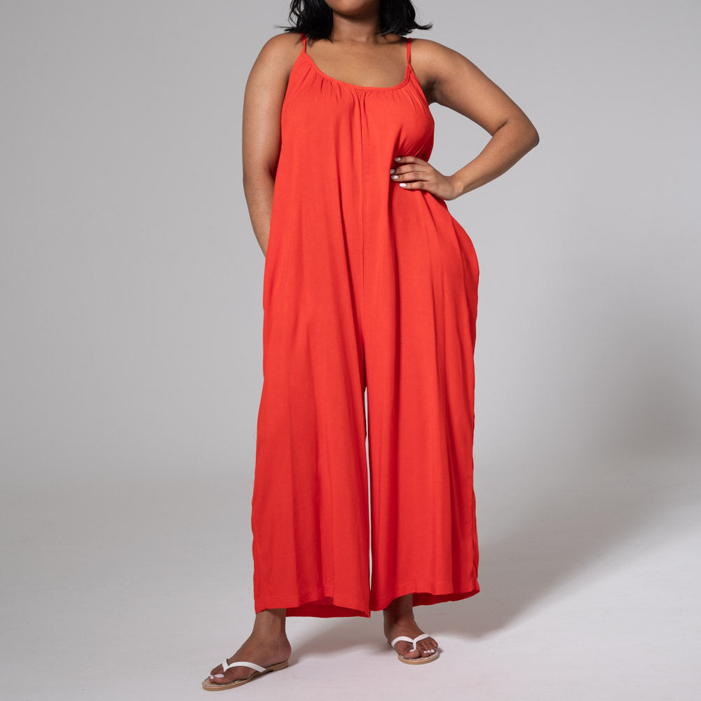 Terracotta Strappy Viscose Jumpsuit Fashion World ZA