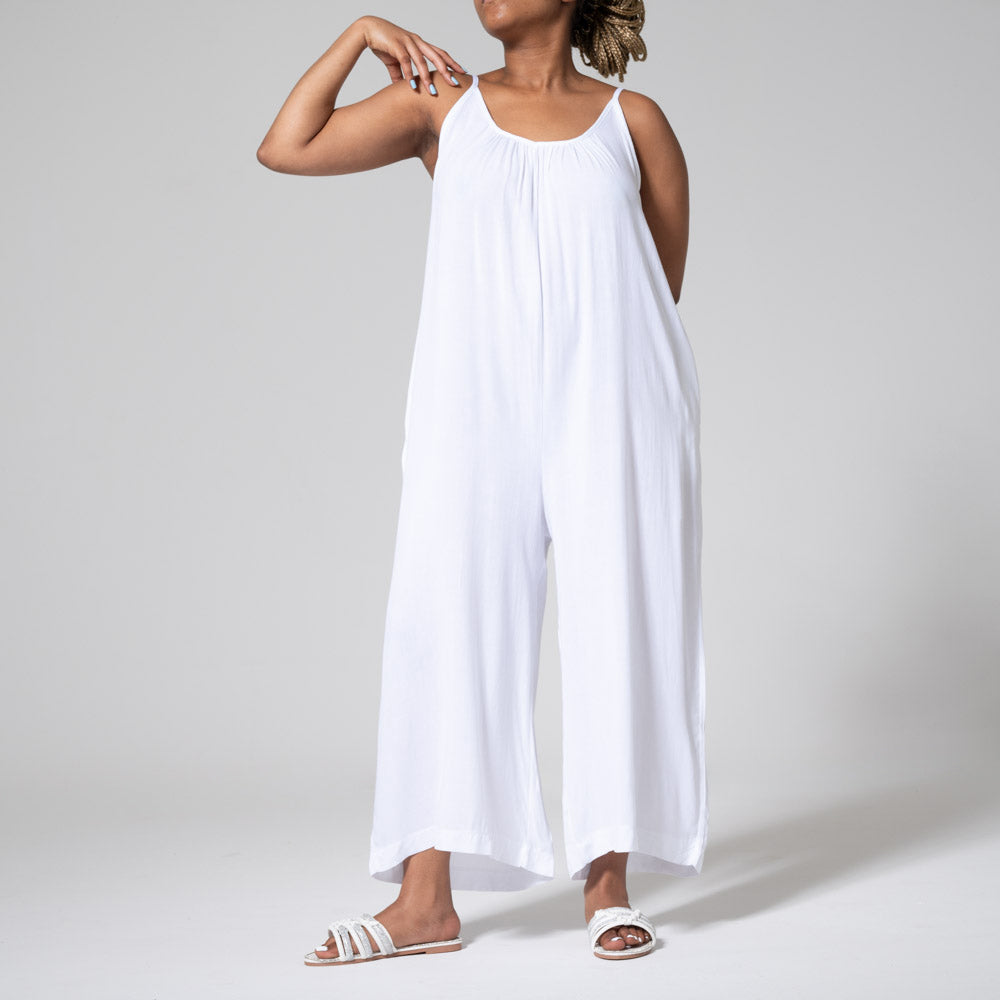 White Strappy Viscose Jumpsuit