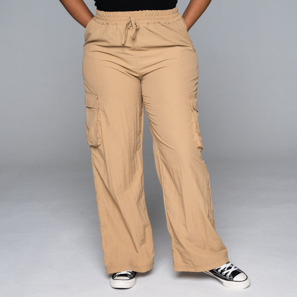 Stone Teslon Nylon Cargo Pants