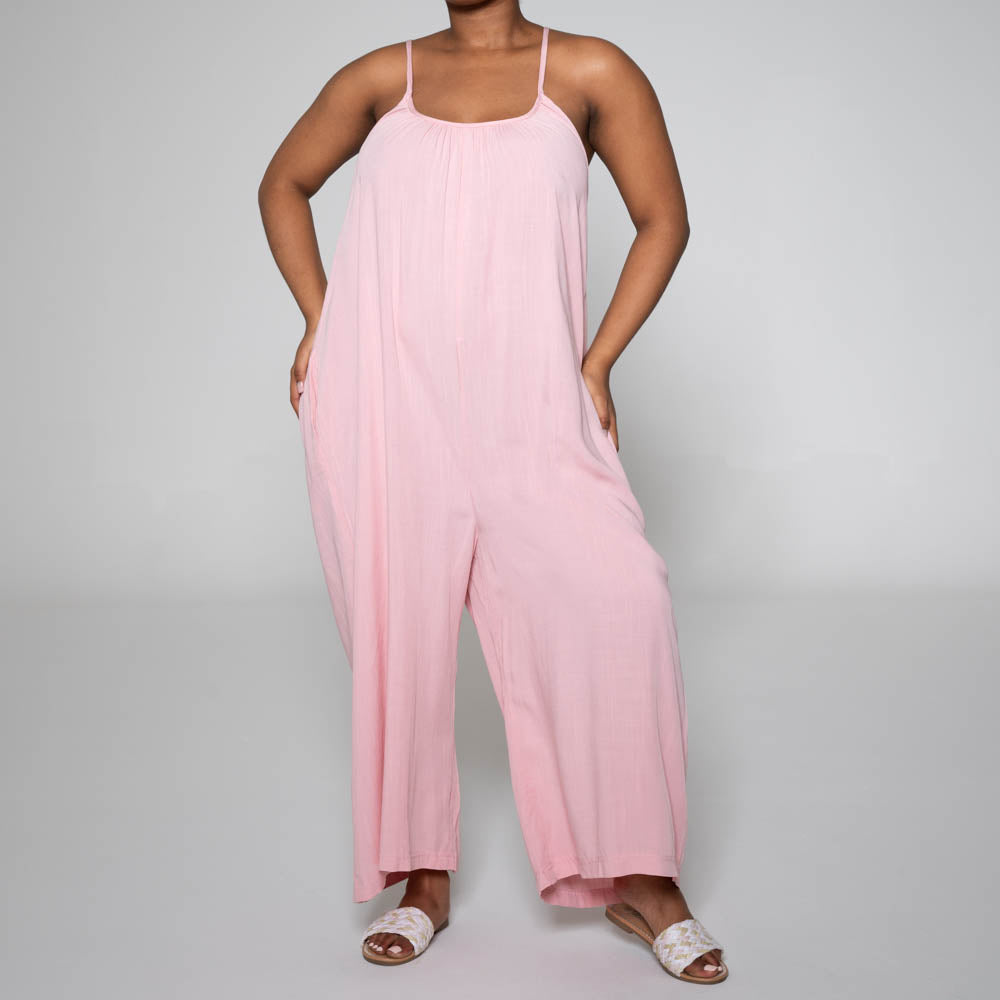 Strappy Viscose Blush Jumpsuit