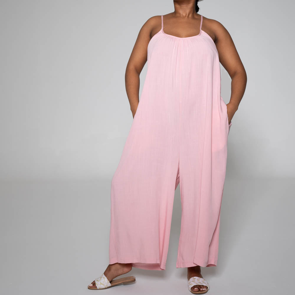 Strappy Viscose Blush Jumpsuit