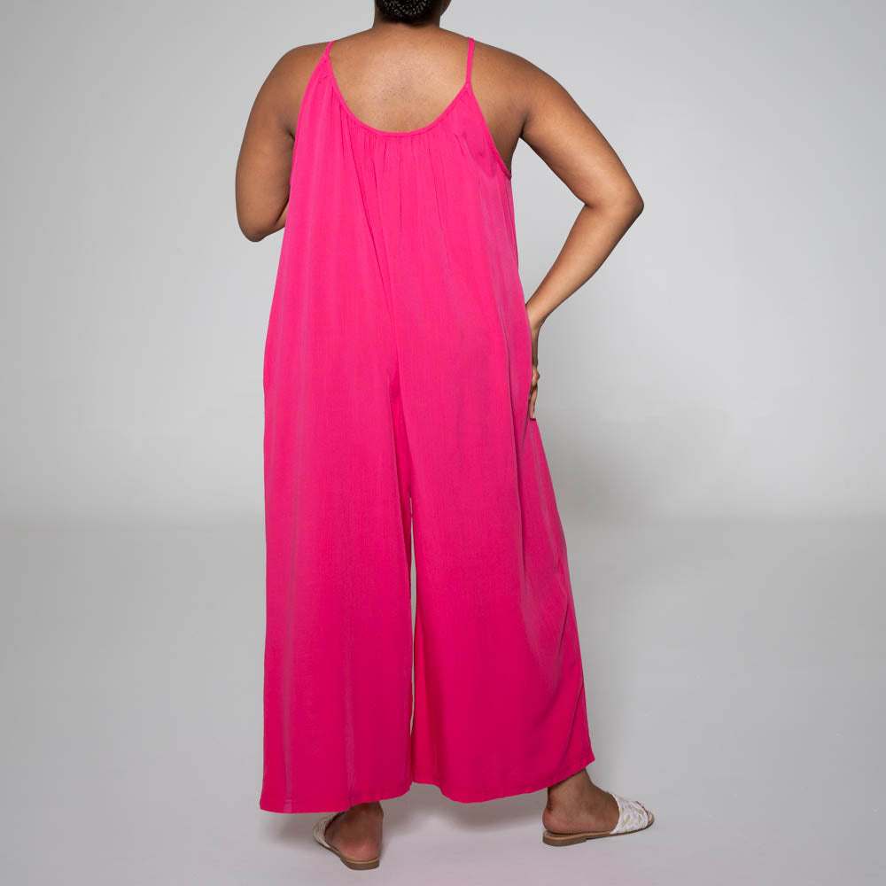 Strappy Viscose Cerise Jumpsuit