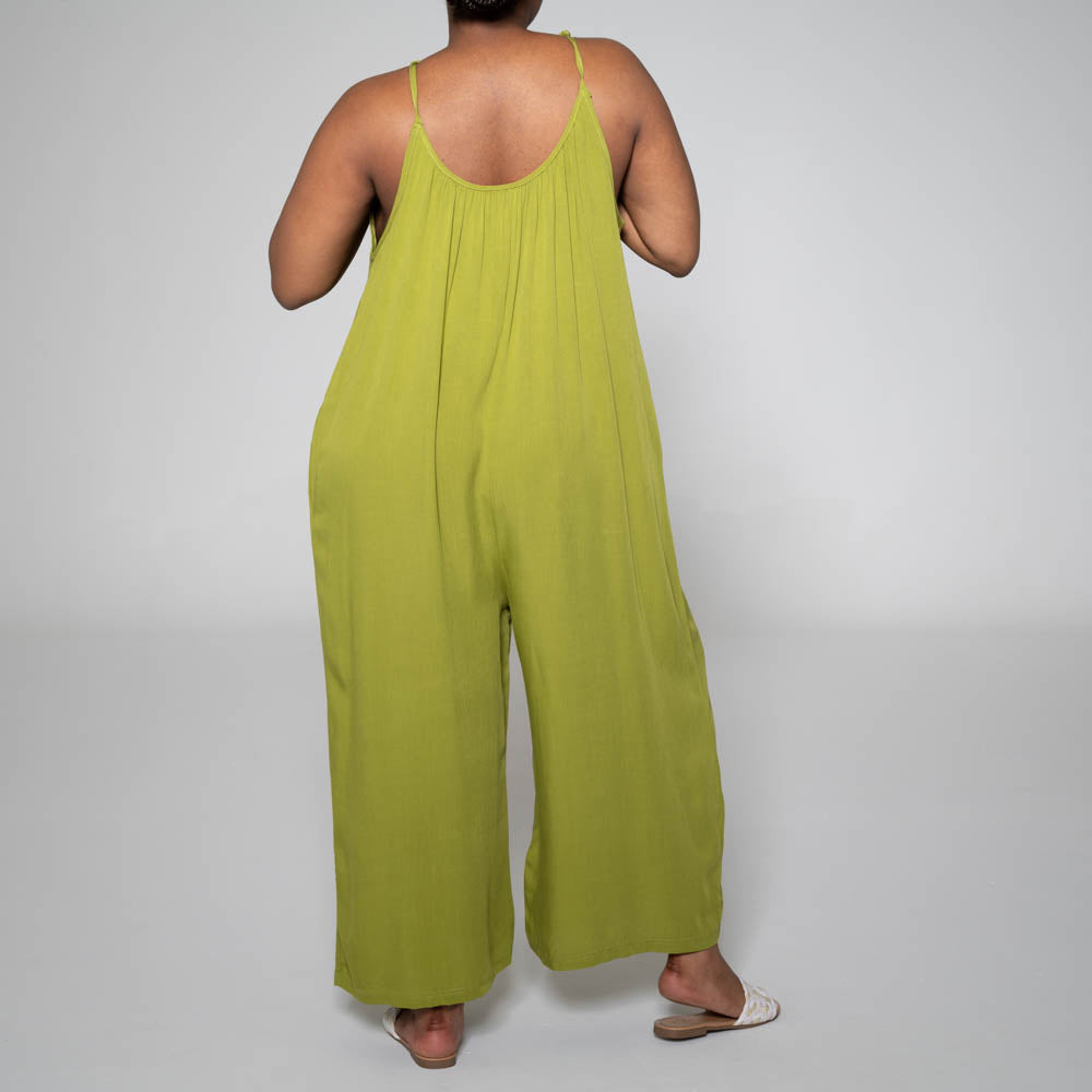 Strappy Viscose Chartreuse Jumpsuit