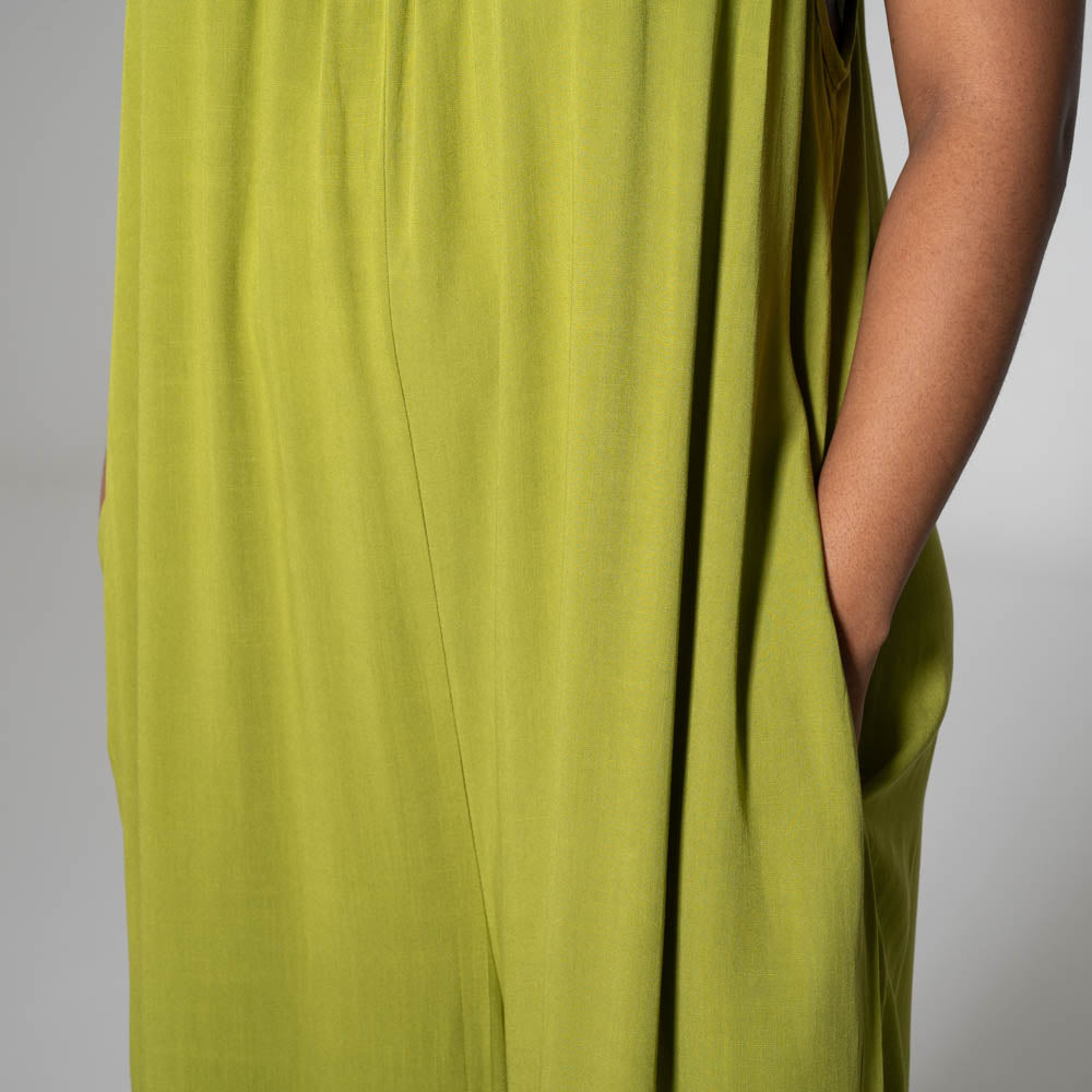 Strappy Viscose Chartreuse Jumpsuit