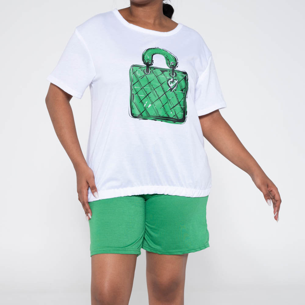 Apple  Ladies Top And Shorts Set