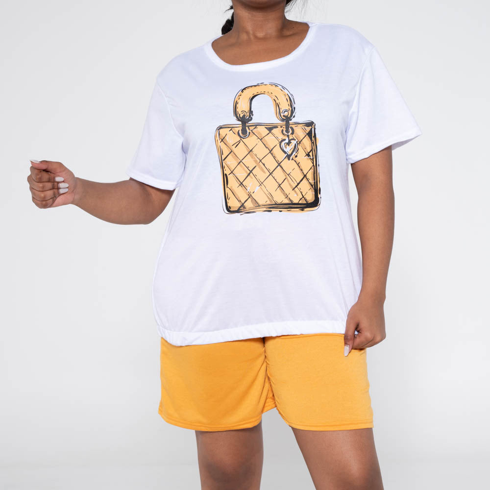 Mustard  Ladies Top And Shorts Set