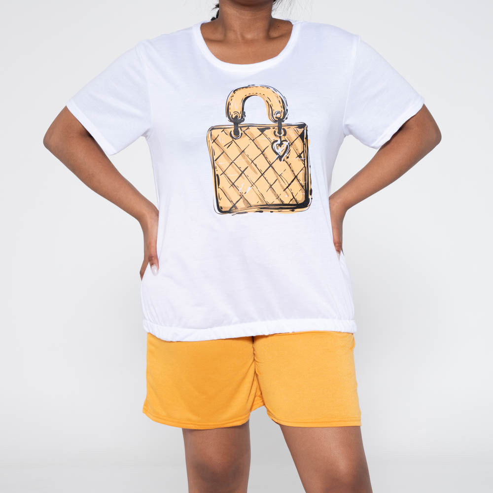 Mustard  Ladies Top And Shorts Set