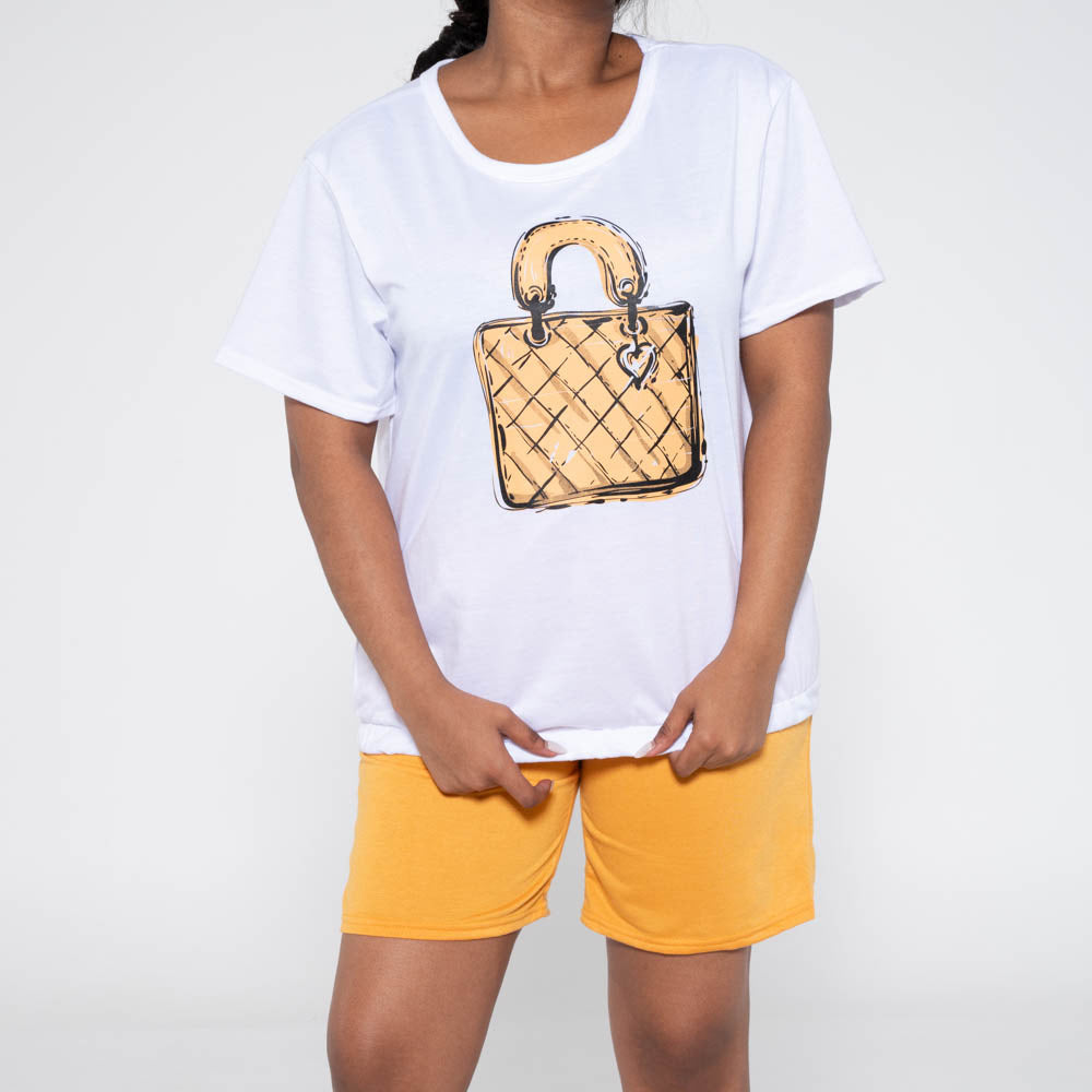 Mustard  Ladies Top And Shorts Set