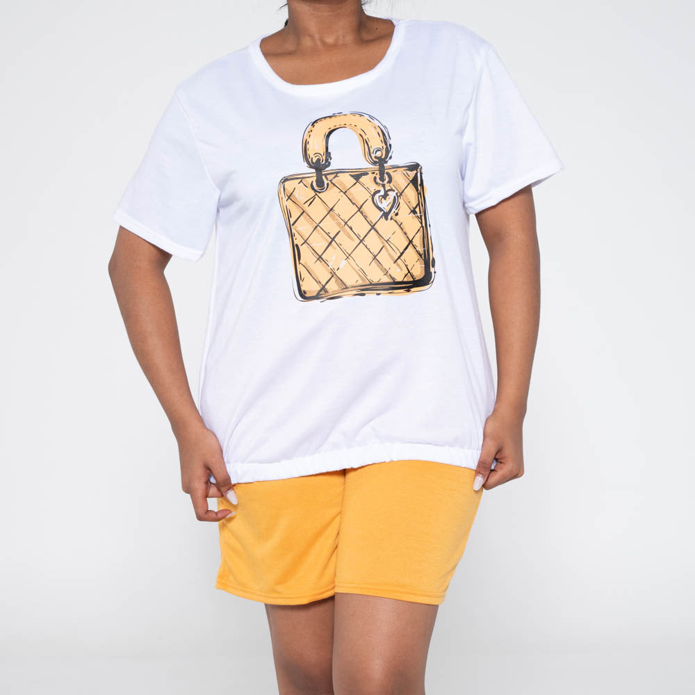 Mustard  Ladies Top And Shorts Set