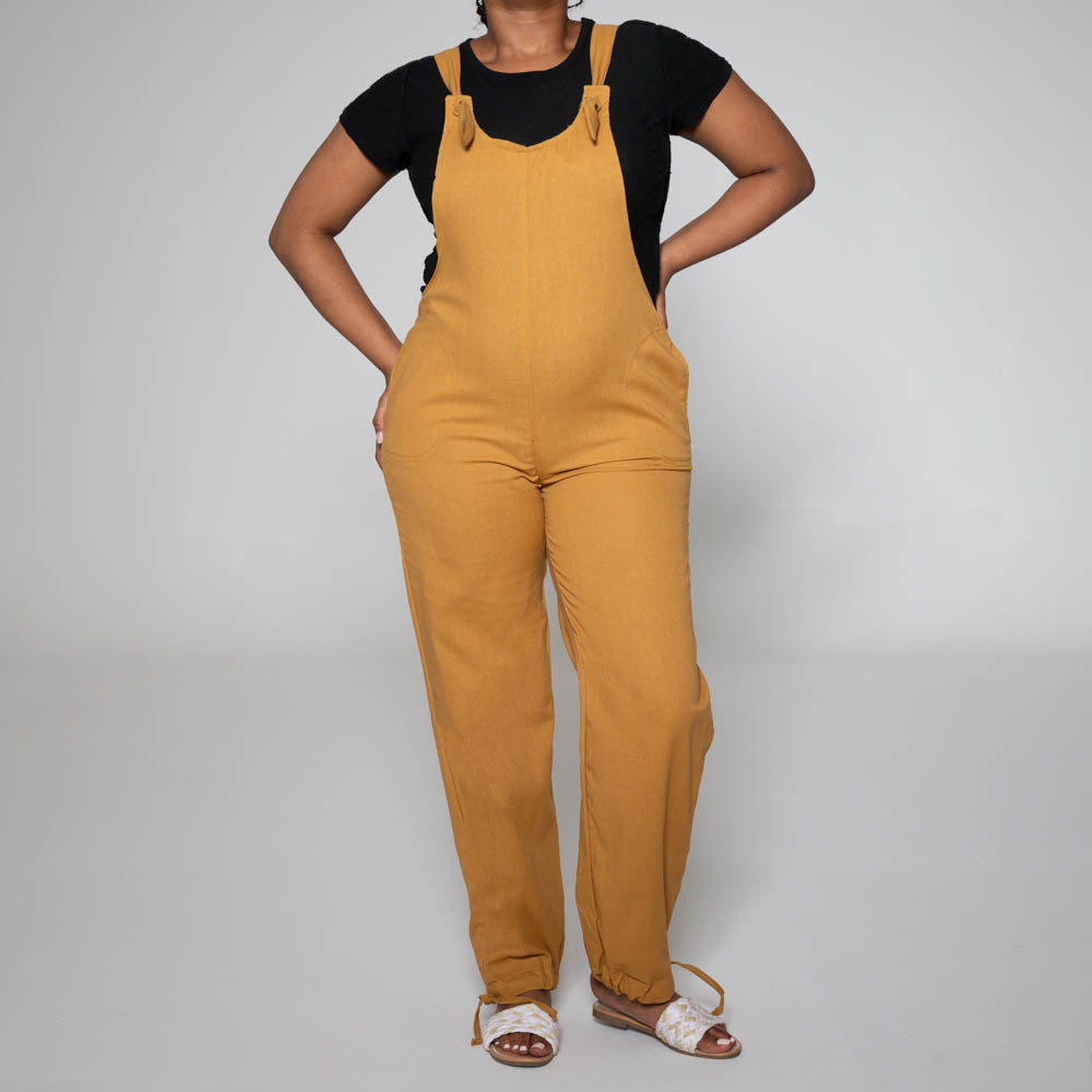 Camel Linen Jumpsuit