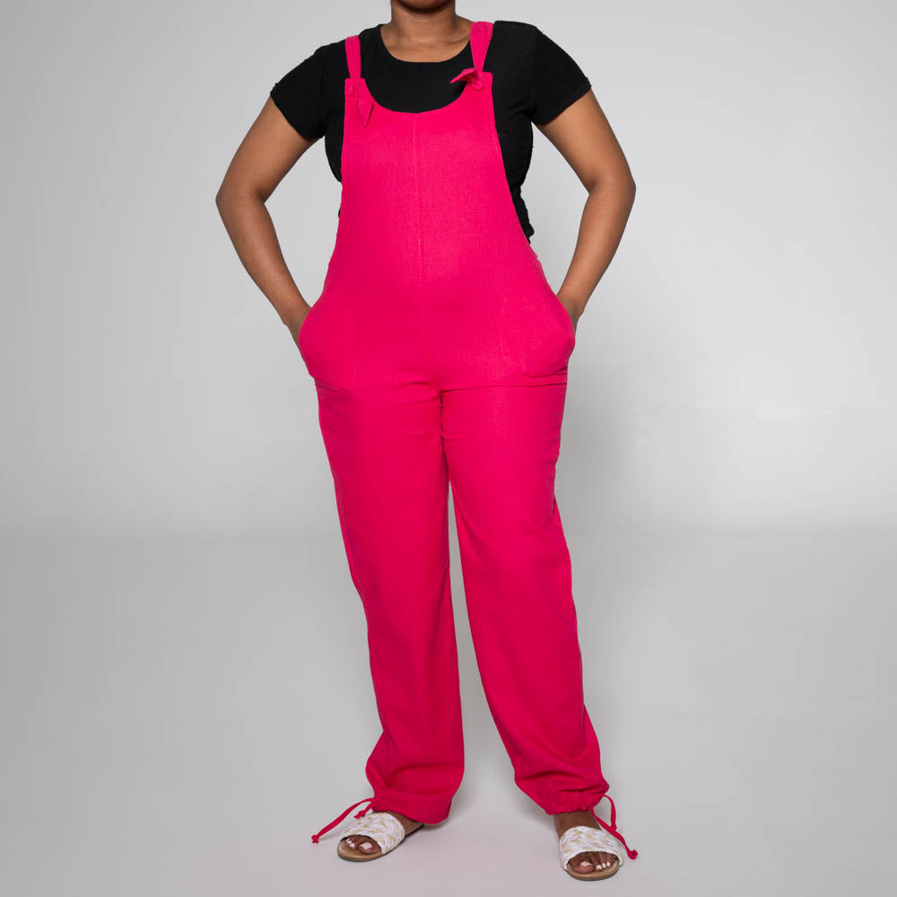 Cerise Linen Jumpsuit