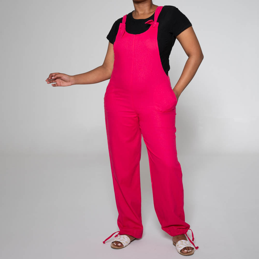 Cerise Linen Jumpsuit