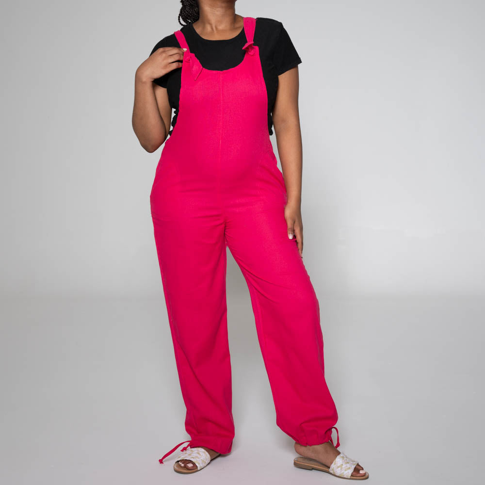 Cerise Linen Jumpsuit