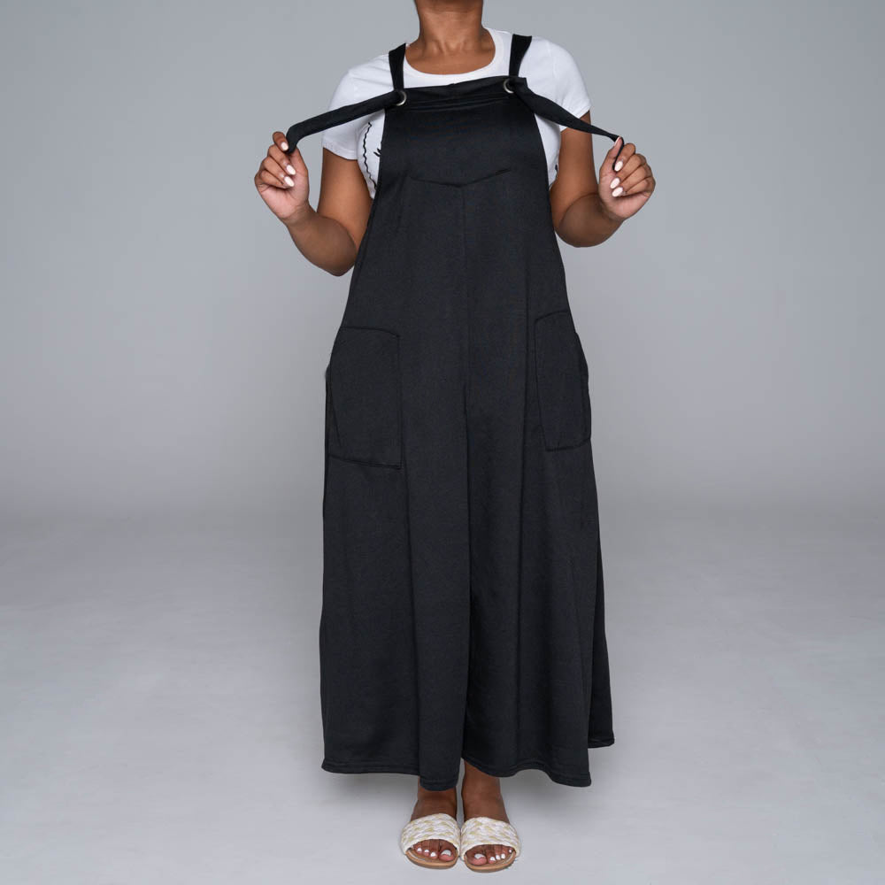 Black Pinafore Pocket Edit Dress